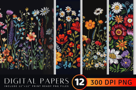 Boho Wildflowers Embroidery Pattern