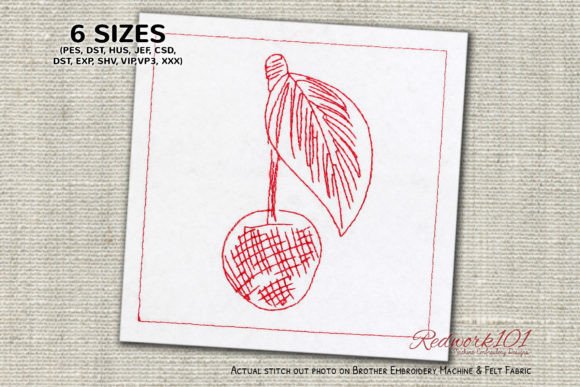 Cherry Fruit Redwork Embroidery