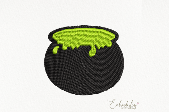Cute Halloween Cauldron Embroidery