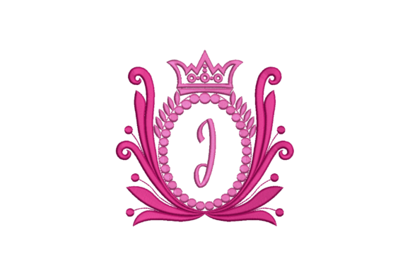 Elegant Crown Embroidery Design Letter J