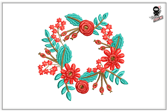 Floral Wreath Embroidery, Spring Frame