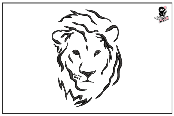 Lion Portrait Embroidery, Animal Design
