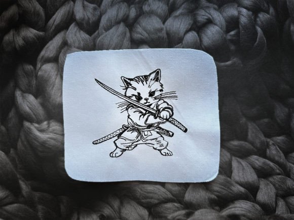 Little Samurai Cat Machine Embroidery