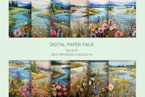 Meadow Landscape Embroidery Paper Set