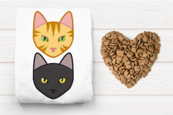 Realistic Cat Face Applique Embroidery