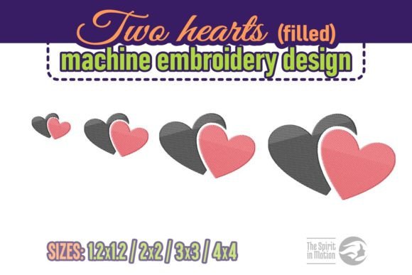 Romantic Two Hearts Embroidery Design