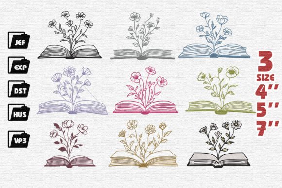 Set of 9 Book Flowers Embroidery