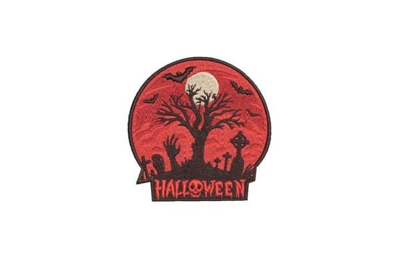 Spooky Halloween Cemetery Embroidery
